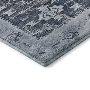 HomeRoots 8' X 10' Southwestern Washable Area Rug in Blue, Ivory & Gray – Stylish, Durable, UV Protected Design 696426