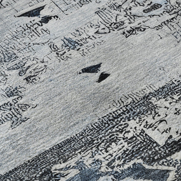 HomeRoots 8' X 10' Southwestern Washable Area Rug in Blue, Ivory & Gray – Stylish, Durable, UV Protected Design 696426