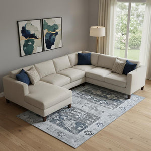 HomeRoots 10' Southwestern Area Rug in Blue, Ivory & Gray - Washable, Stain-Resistant & UV Protected Design 696428