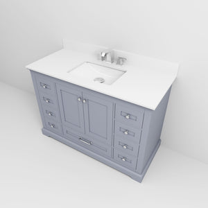 English Elm Dark Grey Single Bath Vanity 48" W With Cultured Marble Top & Chrome Faucet For Elegant Storage Solutions B2731P258354