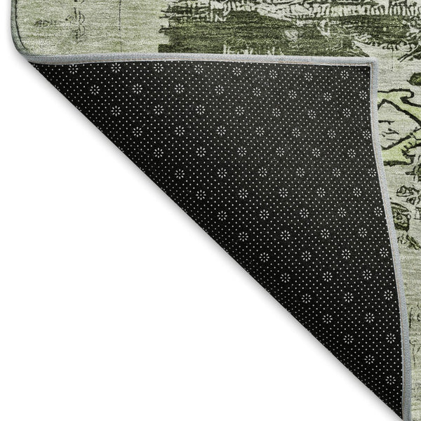 HomeRoots 8' Southwestern Round Rug in Olive Green, Gray & Ivory - Washable, UV Protected & Stylish Design 696431