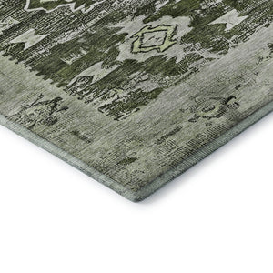 HomeRoots 9' Southwestern Area Rug in Olive Green, Gray & Ivory - Washable, UV Protected & Stain Resistant! 696433