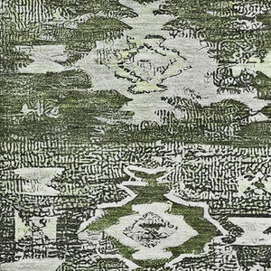 HomeRoots 9' Southwestern Area Rug in Olive Green, Gray & Ivory - Washable, UV Protected & Stain Resistant! 696433