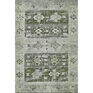 HomeRoots 9' Southwestern Area Rug in Olive Green, Gray & Ivory - Washable, UV Protected & Stain Resistant! 696433