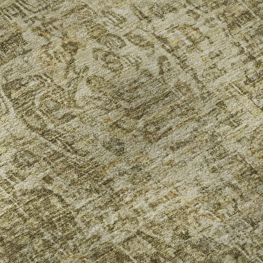 HomeRoots 5' X 8' Brown And Beige Floral Medallion Area Rug | Washable, UV Protected, Non-Slip Backing 696436