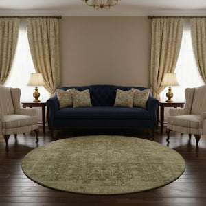 HomeRoots 8' Elegant Brown & Beige Floral Medallion Area Rug - Washable, UV Protected & Stain Resistant Design 696437