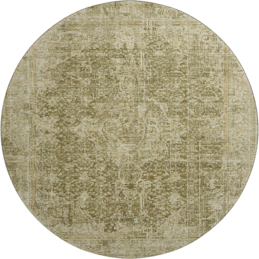 HomeRoots 8' Elegant Brown & Beige Floral Medallion Area Rug - Washable, UV Protected & Stain Resistant Design 696437
