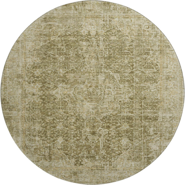 HomeRoots 8' Elegant Brown & Beige Floral Medallion Area Rug - Washable, UV Protected & Stain Resistant Design 696437