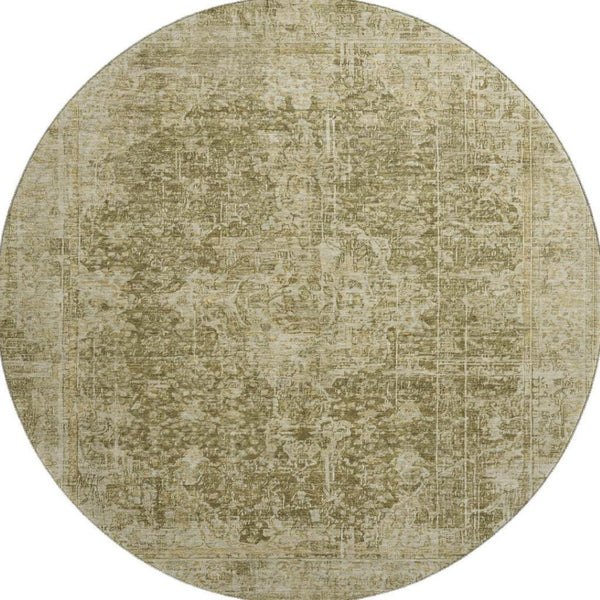 HomeRoots 8' Elegant Brown & Beige Floral Medallion Area Rug - Washable, UV Protected & Stain Resistant Design 696437