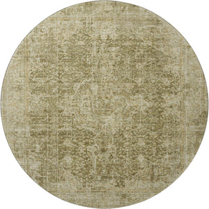 HomeRoots 8' Elegant Brown & Beige Floral Medallion Area Rug - Washable, UV Protected & Stain Resistant Design 696437