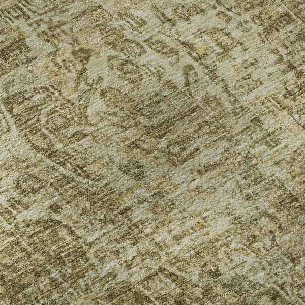 HomeRoots 8' X 10' Brown Floral Medallion Area Rug - Washable, Stain Resistant, UV Protected for Busy Homes 696438