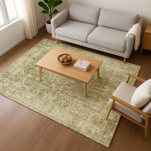 HomeRoots 8' X 10' Brown Floral Medallion Area Rug - Washable, Stain Resistant, UV Protected for Busy Homes 696438