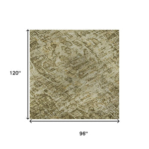 HomeRoots 8' X 10' Brown Floral Medallion Area Rug - Washable, Stain Resistant, UV Protected for Busy Homes 696438