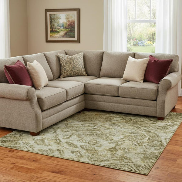 HomeRoots 8' X 10' Brown Floral Medallion Area Rug - Washable, Stain Resistant, UV Protected for Busy Homes 696438