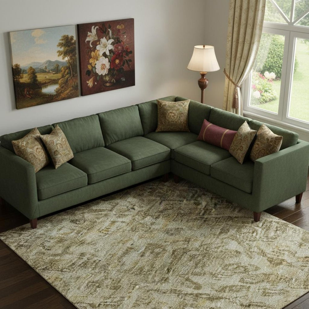 HomeRoots 9' X 12' Elegant Brown and Beige Floral Medallion Area Rug - Washable, UV-Protected, Stain-Resistant! 696439