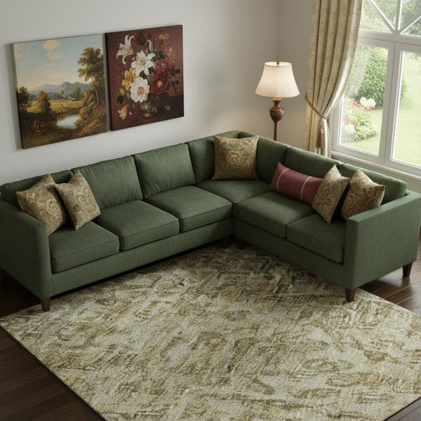HomeRoots 9' X 12' Elegant Brown and Beige Floral Medallion Area Rug - Washable, UV-Protected, Stain-Resistant! 696439
