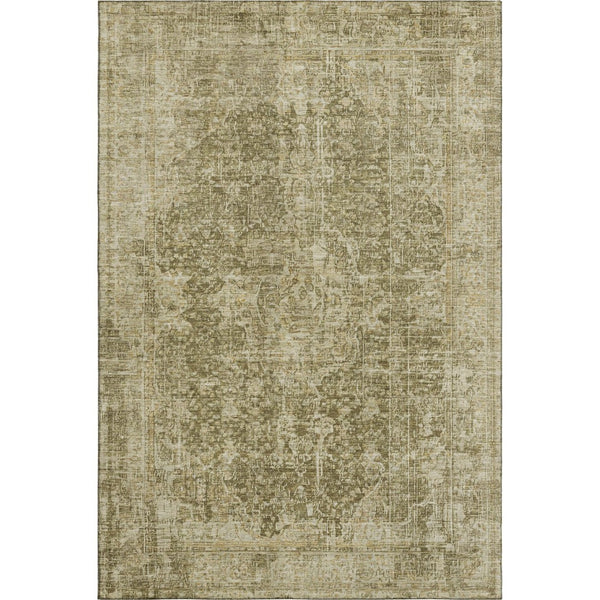 HomeRoots 9' X 12' Elegant Brown and Beige Floral Medallion Area Rug - Washable, UV-Protected, Stain-Resistant! 696439