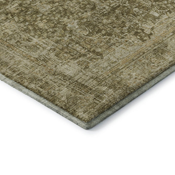 HomeRoots 9' X 12' Elegant Brown and Beige Floral Medallion Area Rug - Washable, UV-Protected, Stain-Resistant! 696439