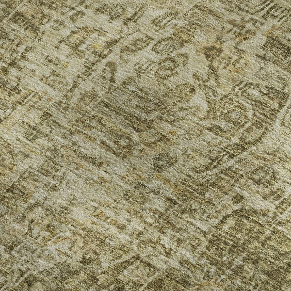 HomeRoots 9' X 12' Elegant Brown and Beige Floral Medallion Area Rug - Washable, UV-Protected, Stain-Resistant! 696439