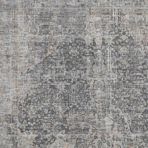 HomeRoots 8' X 10' Charcoal Gray Floral Medallion Rug - Stain Resistant, UV Protected, Ideal for Families & Pets 696444