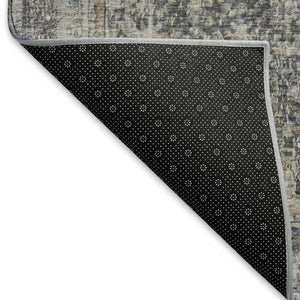 HomeRoots 9' X 12' Charcoal Gray & Silver Floral Medallion Area Rug - Washable, UV Protected & Durable Design 696445