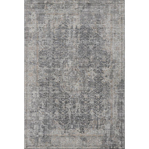HomeRoots 9' X 12' Charcoal Gray & Silver Floral Medallion Area Rug - Washable, UV Protected & Durable Design 696445