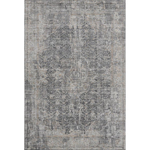 HomeRoots 10' Charcoal Gray & Silver Floral Medallion Area Rug – Washable, Stain Resistant, UV Protected Elegance 696446