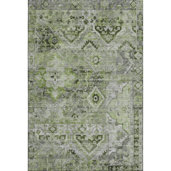 HomeRoots 5' X 8' Elegant Floral Artichoke Green Gray Charcoal Washable Area Rug with UV Protection Features 696448
