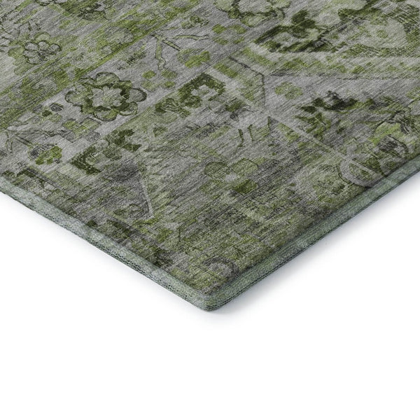 HomeRoots 5' X 8' Elegant Floral Artichoke Green Gray Charcoal Washable Area Rug with UV Protection Features 696448