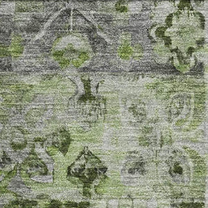 HomeRoots 5' X 8' Elegant Floral Artichoke Green Gray Charcoal Washable Area Rug with UV Protection Features 696448