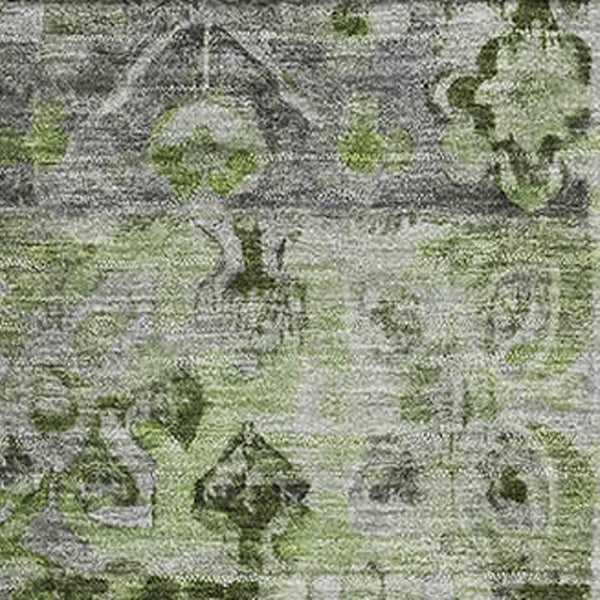HomeRoots 5' X 8' Elegant Floral Artichoke Green Gray Charcoal Washable Area Rug with UV Protection Features 696448