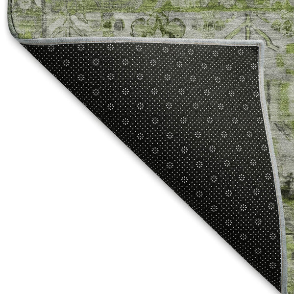 HomeRoots 8' X 10' Elegant Artichoke Green Floral Area Rug – Stain Resistant, UV Protected, Perfect for Any Room 696450