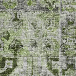 HomeRoots 8' X 10' Elegant Artichoke Green Floral Area Rug – Stain Resistant, UV Protected, Perfect for Any Room 696450