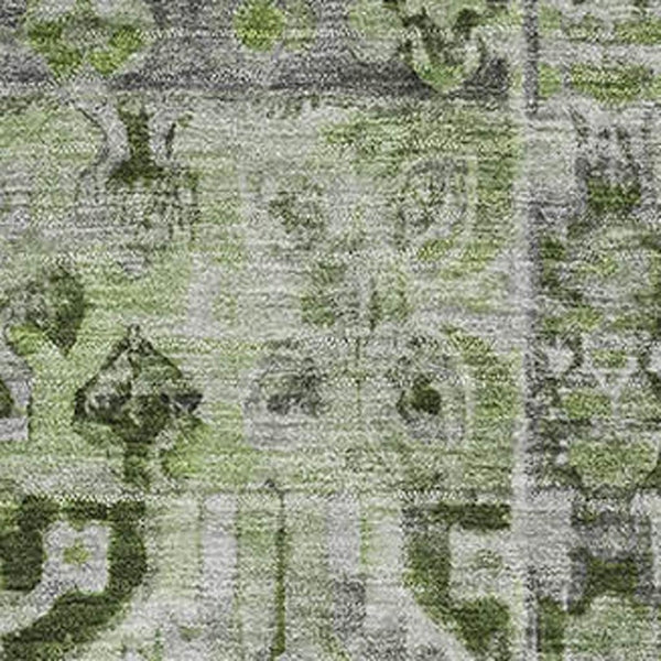 HomeRoots 8' X 10' Elegant Artichoke Green Floral Area Rug – Stain Resistant, UV Protected, Perfect for Any Room 696450