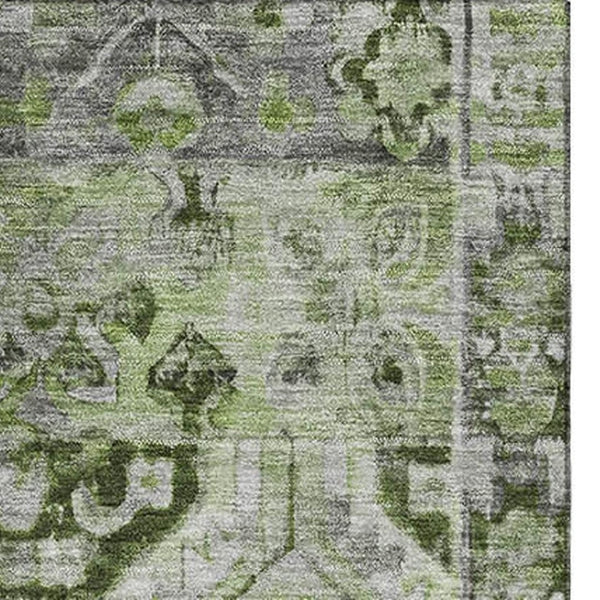 HomeRoots 8' X 10' Elegant Artichoke Green Floral Area Rug – Stain Resistant, UV Protected, Perfect for Any Room 696450