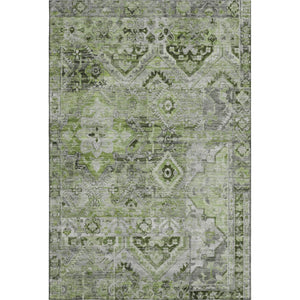 HomeRoots 9' X 12' Artichoke Green Gray Floral Washable Area Rug – Durable, Stain Resistant, UV Protected Charm 696451