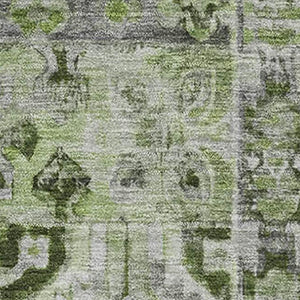 HomeRoots 9' X 12' Artichoke Green Gray Floral Washable Area Rug – Durable, Stain Resistant, UV Protected Charm 696451