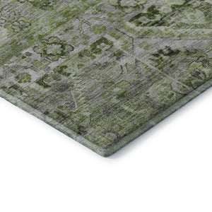 HomeRoots 10' Artichoke Green Floral Area Rug – Durable, Washable, UV Protected, Perfect for Homes with Kids & Pets 696452