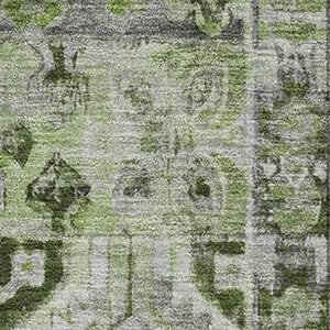 HomeRoots 10' Artichoke Green Floral Area Rug – Durable, Washable, UV Protected, Perfect for Homes with Kids & Pets 696452
