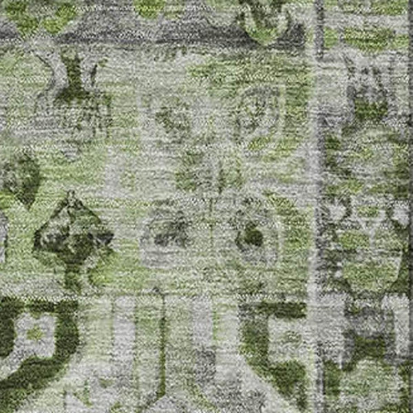 HomeRoots 10' Artichoke Green Floral Area Rug – Durable, Washable, UV Protected, Perfect for Homes with Kids & Pets 696452