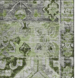 HomeRoots 10' Artichoke Green Floral Area Rug – Durable, Washable, UV Protected, Perfect for Homes with Kids & Pets 696452