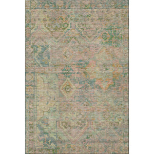 HomeRoots 8' X 10' Floral Area Rug in Green, Teal & Orange - Stain Resistant, UV Protected, Machine Washable! 696456