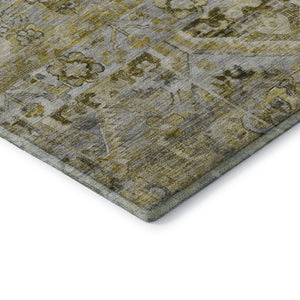 HomeRoots 5' X 8' Elegant Pewter Gold Silver Floral Washable Area Rug with UV Protection & Stain Resistance 696460