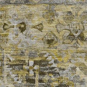 HomeRoots 5' X 8' Elegant Pewter Gold Silver Floral Washable Area Rug with UV Protection & Stain Resistance 696460