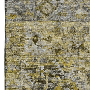 HomeRoots 5' X 8' Elegant Pewter Gold Silver Floral Washable Area Rug with UV Protection & Stain Resistance 696460