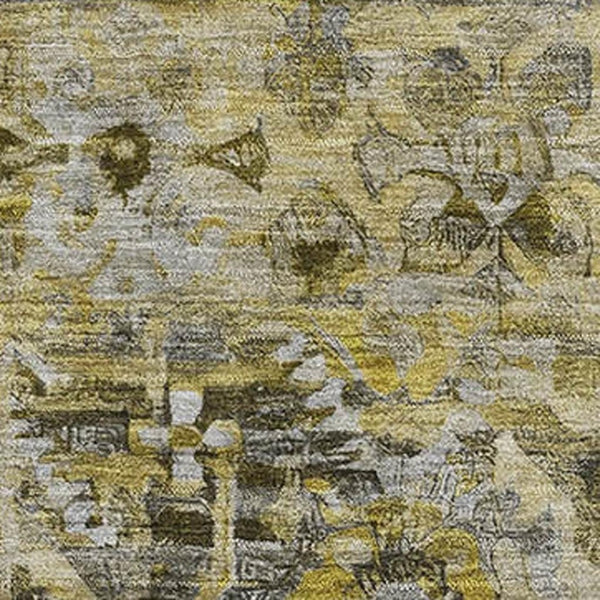 HomeRoots 9' X 12' Elegant Floral Area Rug in Pewter, Gold & Silver – Washable, UV-Protected, Stain-Resistant! 696463