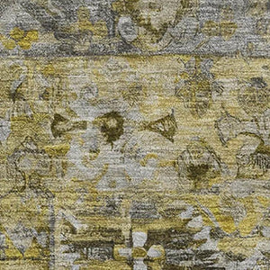HomeRoots 10' Elegant Pewter Gold & Silver Floral Area Rug - Washable, Durable, UV Protected for Busy Homes 696464