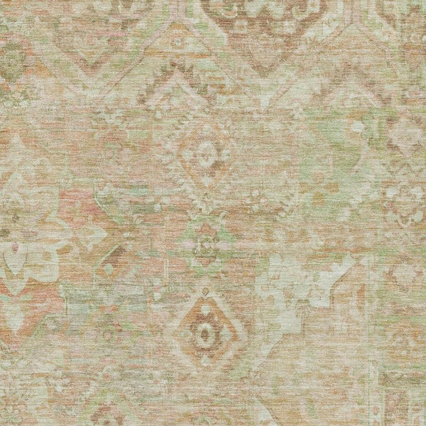 HomeRoots 5' X 8' Salmon Beige & Coral Floral Area Rug - Soft, Stain-Resistant with UV Protection & Non-Slip Backing 696466