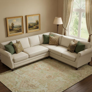 HomeRoots 9' X 12' Salmon Beige & Coral Floral Area Rug - Washable, UV-Protected, Stain-Resistant Beauty! 696469
