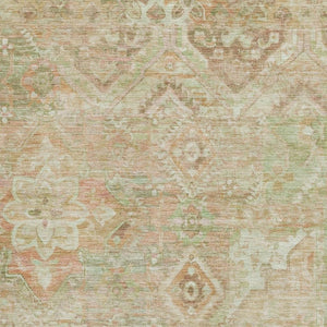 HomeRoots 9' X 12' Salmon Beige & Coral Floral Area Rug - Washable, UV-Protected, Stain-Resistant Beauty! 696469